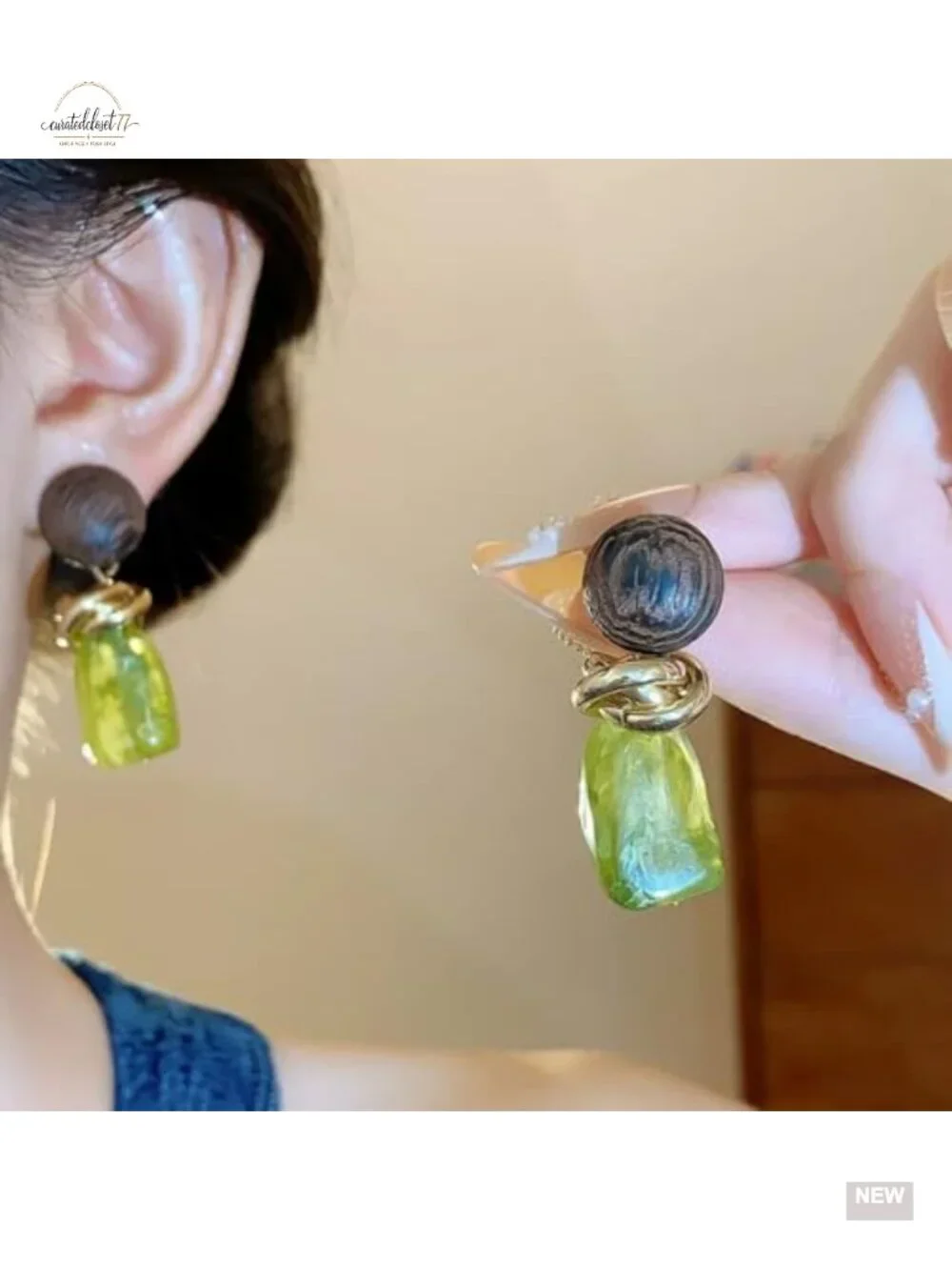 Retro Geometric Statement Earrings Lightweight Resin Imitation Amber Dangle Drop